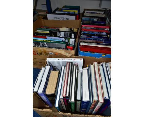 CAR &amp; MOTORSPORT BOOKS, 175 titles in five boxes including biographies (Nigel Mansell, Lewis Hamilton, Jenson Button, Edd