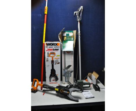 A WORX JAWSAW WG329E.9 chainsaw with battery and charger (PAT pass and working) along with a Black and Decker GT231C electric