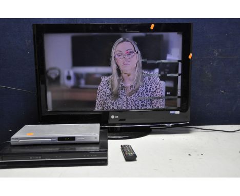 LG 32LH3000 32in TV WITH REMOTE, a Toshiba HDD+DVD video recorder and a Philips DVP3120/05 DVD player both with no remotes (a