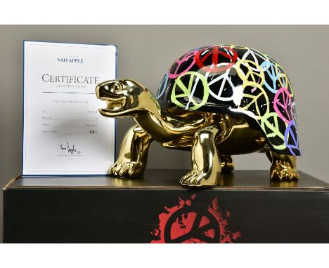 DIEDERIK VAN APPLE / VANAPPLE (DUTCH 1985) 'WORLD PEACE' a limited edition Golden Turtle 85/99, a turtle with an American Arm