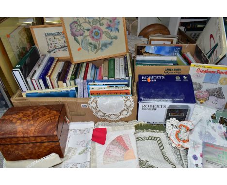 BOOKS &amp; SUNDRIES, two boxes of books containing approximately sixty miscellaneous titles, framed prints, assorted boxes, 