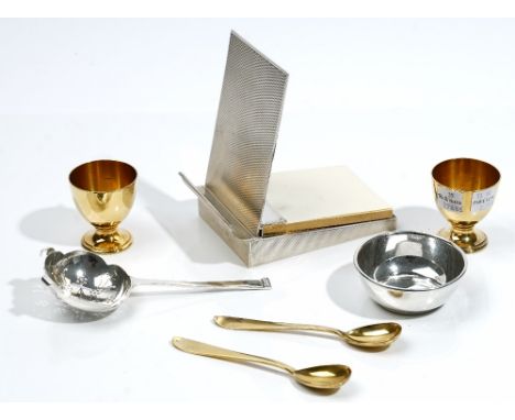 Silver and silver mounted wares, comprising; a rectangular note pad, with engine turned decoration, retailed by Asprey, Londo