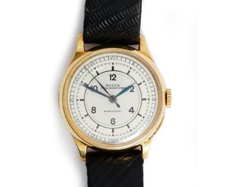 A Rolex Scientific 18ct gold circular cased gentleman's wristwatch, the movement detailed Rolex Ultra Prima, Timed 6 Position