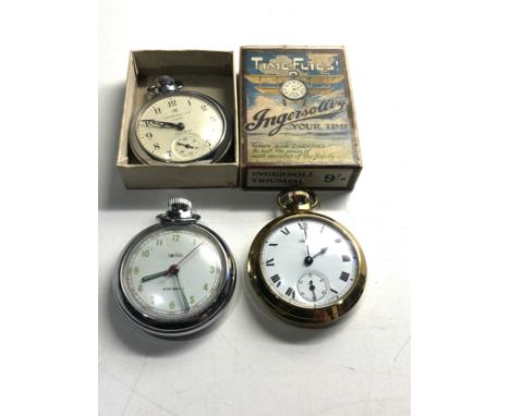 3 vintage smiths / ingersoll pocket watches working order but no warranty given 
