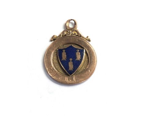 vintage 9ct gold &amp; enamel fob weight 4.4g 