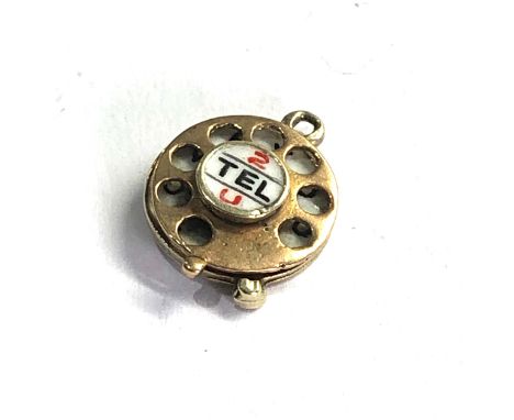 Georg jensen 9ct gold enamel telephone dial charm hallmarked GJ.Ltd 2.2g 