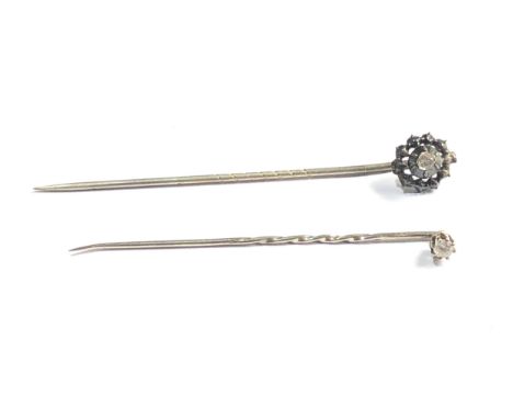 2 antique diamond stick pins weight 1.9g 