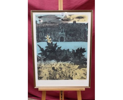 Walter Hoyle (1922 - 2000), signed limited edition etching - St. Catharine's College with acanthus, 130/200, dated '73, in gl
