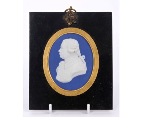 Rare late 18th century Wedgwood Jasper ware portrait plaque depicting Ralph Griffiths - with impressed mark, circa 1790, moun