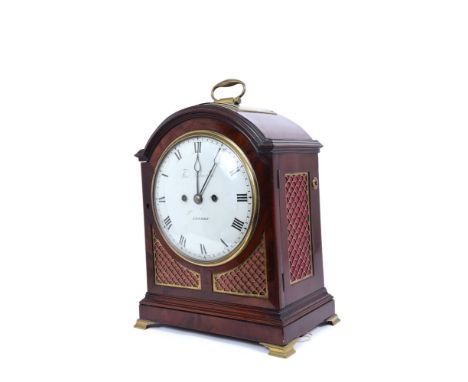 George III bracket clock by Thomas Delasalle, London, with signed, painted dial, twin fusee movement striking on a bell, engr