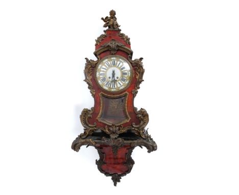 Impressive late 19th century Louis XIV revival ormolu and red tortoiseshell cased bracket clock complete with bracket, with c