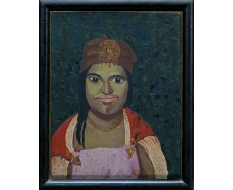 *Sir Cedric Lockwood Morris (1889 - 1982), oil on panel - portrait of a Kabyle Girl, 1921, framed, 34cm x 27cm.Provenance:  A