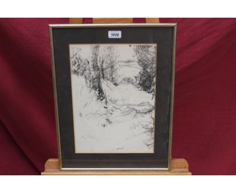 Harry Becker (1865 - 1928), signed lithograph - landscape, in glazed frame, 36cm x 26cm