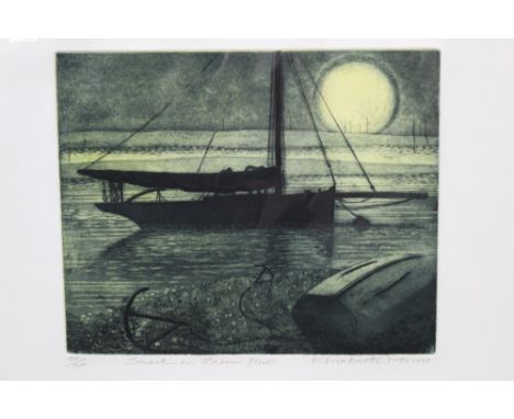 Elizabeth Morris, signed limited edition etching - Smack in Besom Fleet, 50/100, mounted(To be sold on behalf of Roman River 