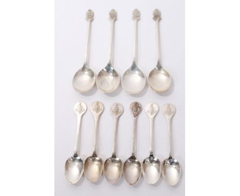 Set of six 1920s silver coffee spoons, each bearing the coat of arms of Hampstead Golf Club (London 1920), maker - Goldsmiths