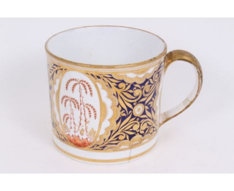 Large early 19th century Spode mug with Imari palette tree decoration, 15cm diameter