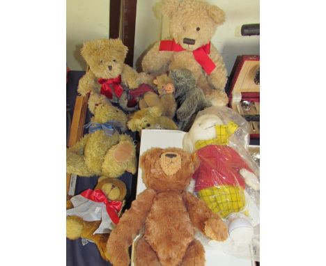 A Steiff Rupert the Bear together with another Steiff teddy bear and other Teddy bears