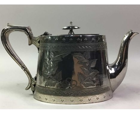 SILVER PLATED TEA SERVICE, AND OTHER PLATED WARE including additional cream, sugar and flatware