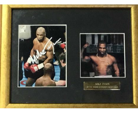 MIKE TYSON AUTOGRAPHED PHOTOGRAPH, AND ANOTHER AUTOGRAPHED BOXING PRINT the Tyson presentation frame with certifcate of authe