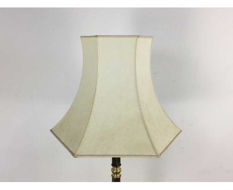 BRASS FLOOR LAMP, on square base with shade163cm high