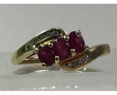 RUBY AND DIAMOND RING, in nine carat gold