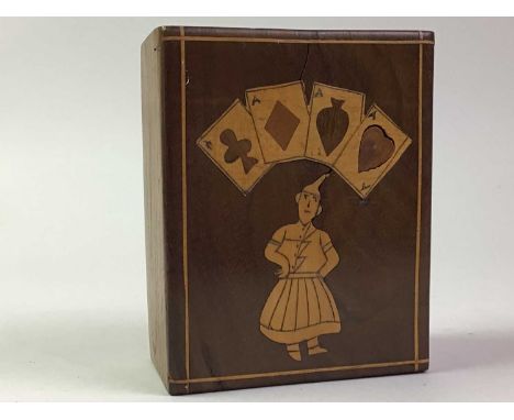 VINTAGE CARD BOX, AND OTHER ITEMS  comprising a white metal trinket box and two vintage tinsQty: 4