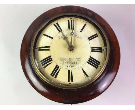 SCOTTISH VICTORIAN WALL CLOCK, DATED 1850 the circular dial with numerals in black, inscribed 'Ketterer, Curie &amp; Co, Cros
