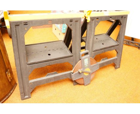 Pair of Sawhorse Stands together with a Hose Pipe 