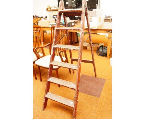 Set of Wooden Step Ladders with Platform