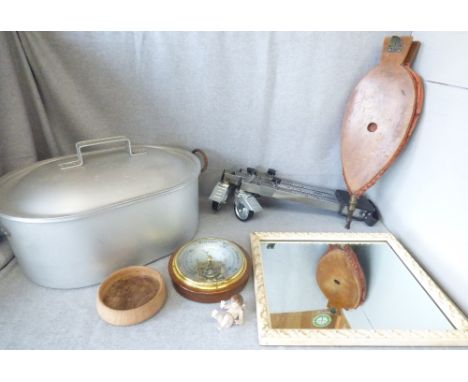 Qty of various collectables, china, weather barometer, fish kettle etc etc