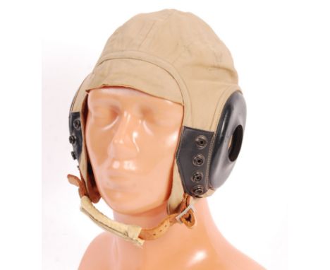 A rare original WWII Second World War USAAF United States Army Air Force Pilot's AN-H-15 summer flying helmet. Made by Bates 