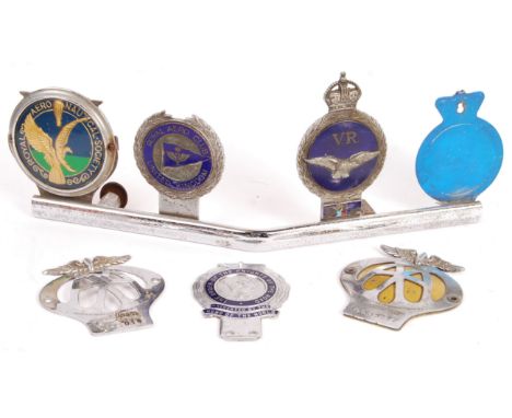 A rare and interesting Battle Of Britain Pilot's car badge collection, taken from his Morgan sport's car. The badges include 