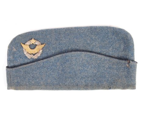 A rare believed WWI First World War French aviation related forage side cap. The cap badge believed to be that of an Aviation