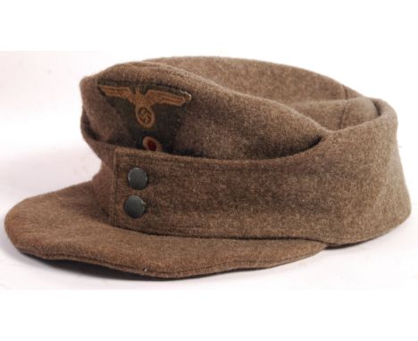 A rare original WWII Second World War Third Reich Nazi German Army field cap. Makers marks visible to interior (but illegible