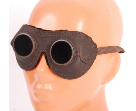 A rare pair of original WWII Second World War Third Reich Nazi German army issue K-9 anti-UV desert warfare goggles. Heavy gr