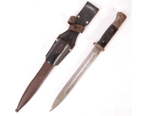 A WWII Second World War Third Reich Nazi German Army 1942 dated&nbsp; K98 rifle bayonet. Single edge fullered blade, the rica