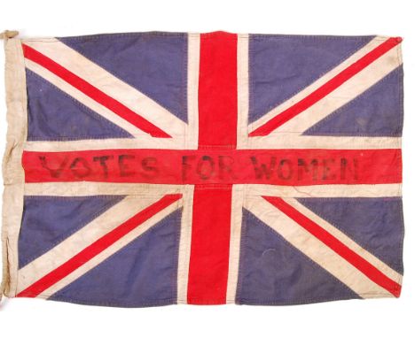 An incredible rare pre-WWI c1913 / 1914 Suffragette movement ' Votes For Women ' defaced Union Flag / Jack. The flag being of