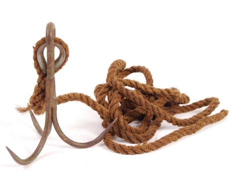 A rare original vintage likely WWII Second World War era military grappling hook. Impressed numbers to side ' TW03/445 '. Wit