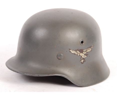 A rare original WWII Second World War Third Reich Nazi German army issue Stahlhelm M35 steel combat helmet. Double decal Luft