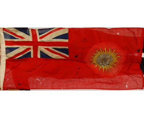 A rare original WWI First World War era Viceroy Of India Red Ensign linen flag. Red Ensign with the Union Flag to corner and 