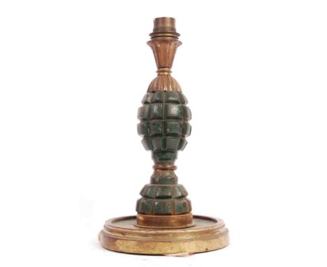 A rare and unusual WWI First World War believed French trench art / folk art style lamp stand made from repurposed French Mil