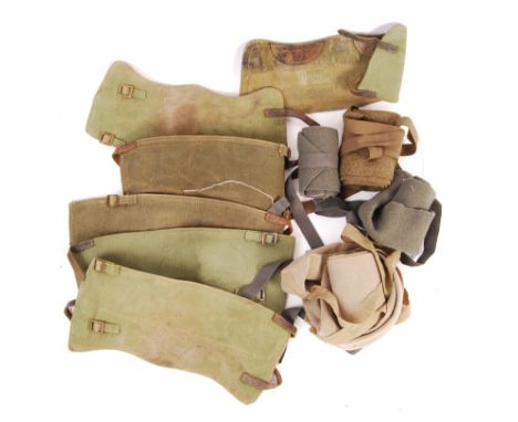 A collection of assorted 20th century WWI type, WWII and other conflict British Army uniform gaiters and leg puttees. Various