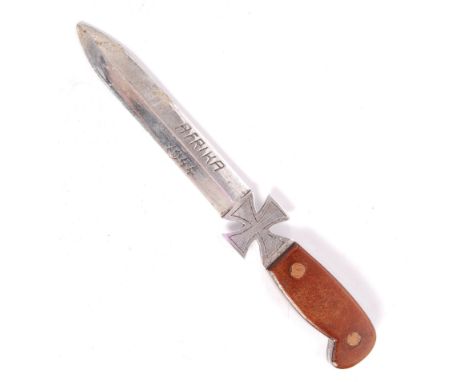 An original WWII Second World War Third Reich Nazi German Army ' Afrika Korps ' trench art style knife / letter opener. Appea