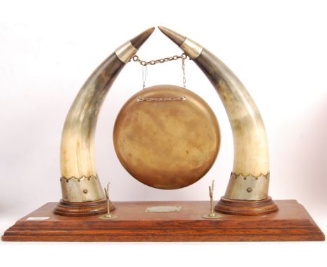 A rare and interesting WWI First World War RFC / Royal Flying Corps presentation scramble or dinner gong. Central horns holdi