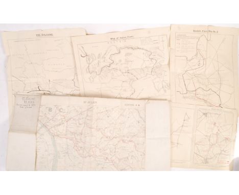 A collection of original WWI First World War era British Army maps. Various forms, including a folded linen backed Trench map