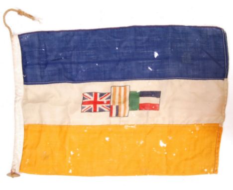 A rare original WWII Second World War 1941 dated Flag Of South Africa. British Military issued flag, the seam dated 1941. Ora