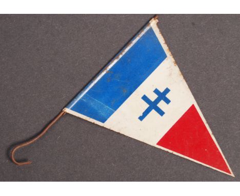 A rare original WWII Second World War Free French Resistance / Special Operations Executive tin identification flag. Featurin