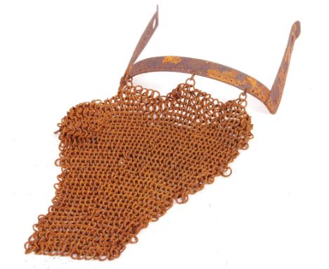 An incredibly rare original WWI First World War Imperial German Army chainmail helmet attachment / armature. Used by machine 