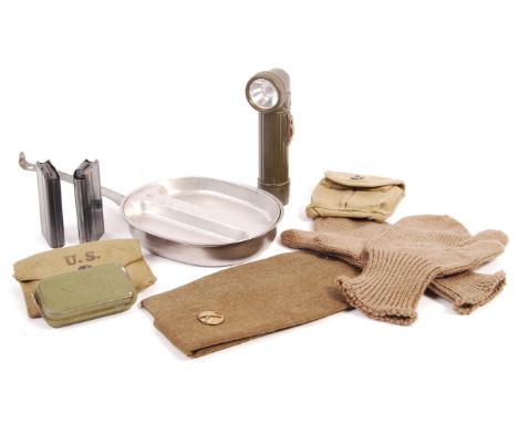A collection of original WWII Second World War and related period US Army service items, comprising; an original aluminium ca