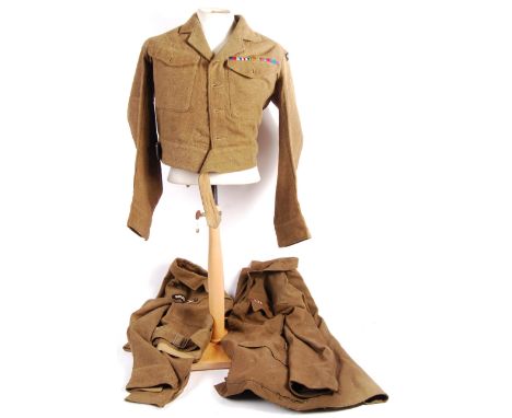A rare original WWII Second World War Welsh Guards uniform set belonging to a James 'Jimmy' A. W. Dent. Tank commander - who 